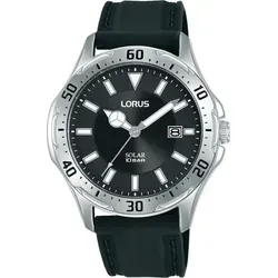 Lorus RX399AX9 Herren-Solaruhr in Schwarz - Elegante klassische Taucheruhr mit Solarwerk. Wasserdicht bis 100m, bruchsicherem Mineralglas und Leuchtbeschichtung für optimale Ablesbarkeit im Dunkeln.