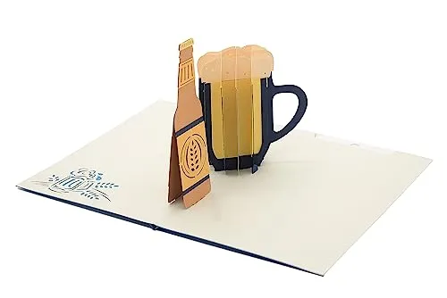 Beer Cheers 3D Pop Up, handgefertigte Grußkarte für Männer Vatertag Ehemann Freund, Dankeskarte, Glückwunschkarte, Geburtstagskarte, Ruhestandskarte Geschenk