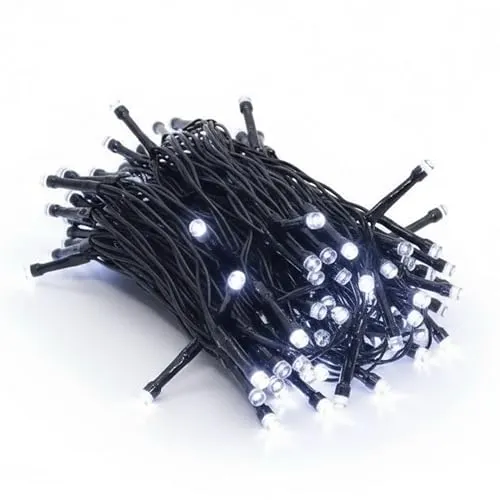 Spetebo Außen Lichterkette kalt weiß mit Timer und 8 Funktionen - 96 LED / 7 m - Weihnachts Lichterkette mit Speicherchip - Garten Weihnachten Advent Winter Deko Beleuchtung Batterie betrieben
