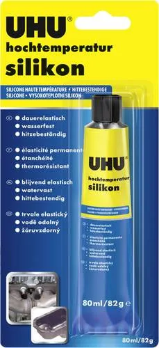 UHU Silikon Herstellerfarbe Schwarz 46735 - Hitzebeständiges Silikon - Hochtemperatur Silikon in Schwarz für zuverlässiges Kleben und Dichten. Ideal für Anwendungen im Automobil- und Maschinenbau, schützt vor Temperaturen bis 180°C.
