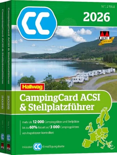 ACSI Stellplatzführer Europa 2026 inkl. CampingCard - Camping- & Stellplatzführer für Wohnmobilfahrer, mit über 12.000 inspizierten Stellplätzen und wertvollen Tipps für Ihre Rundreise durch Europa.