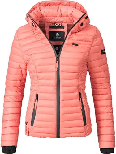 MARIKOO Damen Übergangsjacke mit Kapuze - Steppjacke in Coral - Funktionsjacke, taillierte Passform mit wasserabweisendem Material und super softem Tragegefühl - ideal für Frühling und Herbst, vielseitig kombinierbar!