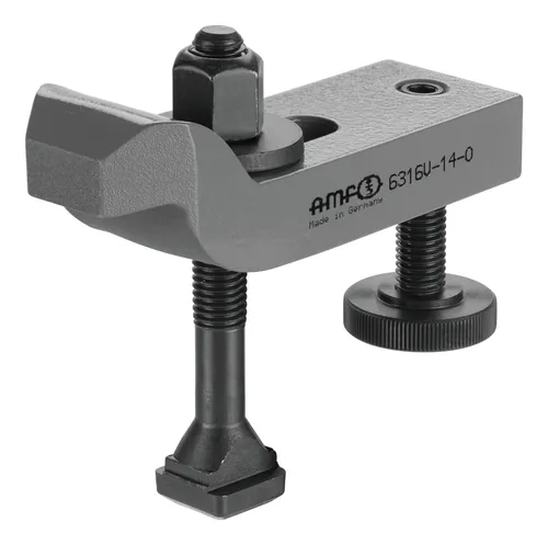 AMF Spanneisen 6316V mit Stützschraube - Spanneisen gekröpft aus Vergütungsstahl, ideal für präzise Spannvorgänge. Mit verstellbarer Stützschraube für optimale Handhabung.