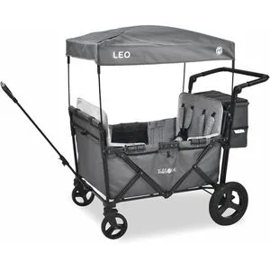 FableKids Bollerwagen Leo X4 Plus, faltbar, 80kg Traglast, 113 x 78 x 130cm (L/B/H), grau