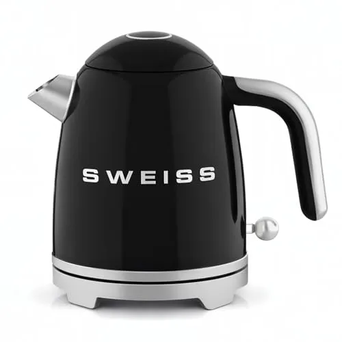 SWEISS Elektrischer Wasserkocher KTS9 im Vintage-Stil, 1 l - Praktischer 1 l Wasserkocher mit elegantem Vintage-Design. 1000 W Leistung für schnelles Kochen, sichtbarer Wasserstand und automatische Abschaltung für sichere Nutzung. Ideal für Tee und Kaffee.