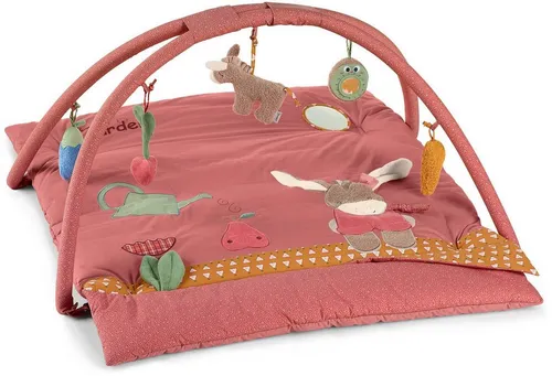 Sterntaler® Spielbogen Emmily rot - Spielbogen für Babys, hellrot mit abnehmbaren Figuren und verschiedenen Spielmöglichkeiten wie Rassel und Quietsche, ideal zur Förderung der Sinne ab Geburt.