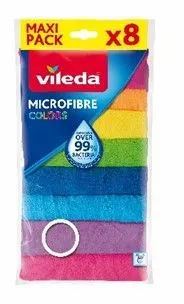 Vileda Allzwecktuch-Mikrofaser Colors, 8er-Pack - Praktische Mikrofaser-Reinigungstücher in bunten Farben, ideal für streifenfreies Reinigen und vielseitigen Einsatz im Haushalt.