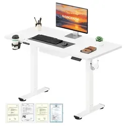 SANODESK Elektrisch höhenverstellbarer Schreibtisch - Kinderschreibtisch mit 2-Fach-Teleskop, Memory-Steuerung und Sitz-Steh-Erinnerung für gesundes Sitzen und Spielen, schnelle Montage und verschiedene Größen verfügbar.