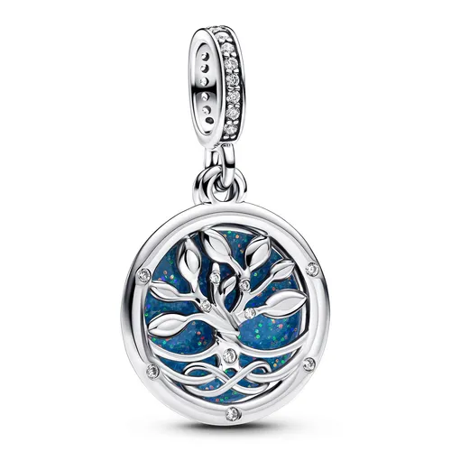 Pandora Moments Leuchtender Unendlichkeitsbaum Doppelter Charm-Anhänger - Bead Charms für Damen, aus Sterling Silber mit Zirkonia, leuchtet im Dunkeln und symbolisiert ewige Verbindungen – ideal für deine Pandora Moments und ME Armbänder.