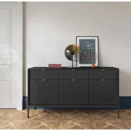 CORTADO KSZ154 Schubladenkommode 154 cm Schwarz matt