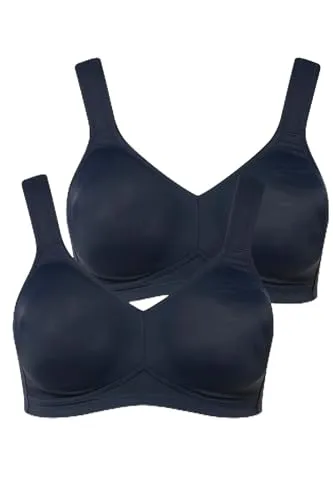 Ulla Popken Damen Mikrofaser-BH 2er Pack - Nachtblau, Cup C-D, 110D EU - Klassische BHs für Damen mit breitem, elastischem Unterbrustband für optimalen Halt und atmungsaktiver Mikrofaser-Qualität, ideal für den täglichen Komfort.