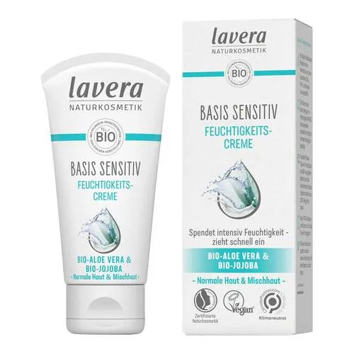 Lavera Basis Sensitiv Feuchtigkeitscreme 50 ml - Arzneimittel - Feuchtigkeitsspendende Tagescreme für empfindliche Haut, frei von synthetischen Inhaltsstoffen und ideal für tägliche Pflege.