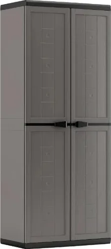 Kis Kunststoffschrank "Jolly" hoch, 1 Stück, dunkelgrau/schwarz - Aufbewahrungsschrank mit höhenverstellbaren Flachböden, ideal für platzsparende Organisation, Maße: 68x39x166 cm, aus robustem Kunststoff gefertigt.