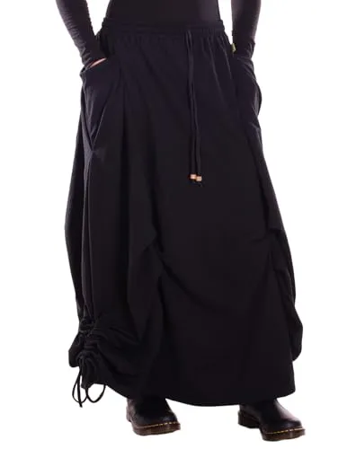 Vishes Damen Maxi-Rock aus Baumwolle - Asymmetrisch mit Taschen in Schwarz (Größen 36-44) - Asymmetrischer Maxi-Rock aus 100% Baumwolle mit praktischen Taschen. Der weiche Stoff sorgt für hohen Tragekomfort und das Lagenlook-Design macht ihn vielseitig kombinierbar für jeden Anlass.
