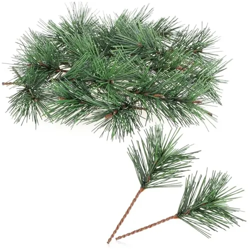 com-four® 25x Dekozweig Tannennadeln - weihnachtliche Streudeko - DIY Bastel-Set für Adventskränze und als Weihnachtsschmuck (25 Stück - Pinienzweige)
