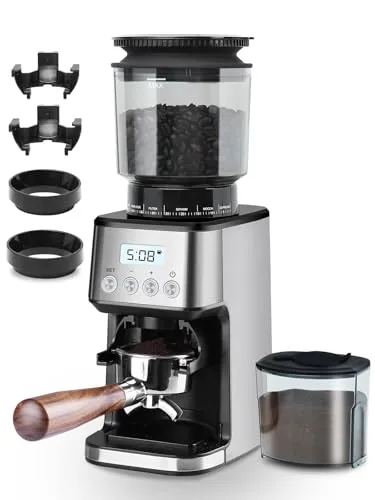 Homtone Elektrische Kaffeemühle mit 51 Mahlstufen - Elektrische Kegelmühle mit 51 präzisen Mahlgraden für perfekten Kaffeegenuss, ideal für verschiedene Zubereitungsarten von Espresso bis French Press.
