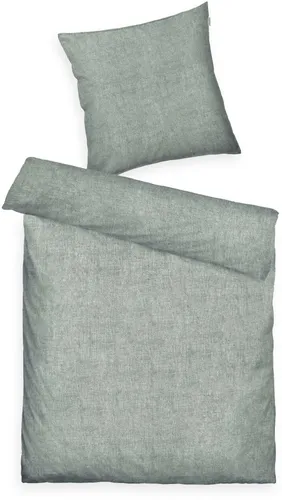 TOM TAILOR HOME Bettwäsche WOVEN MELANGE in Gr. 135x200cm oder 155x220cm, Flanell, 2 teilig, new bedroom, Doppelnaht am Kissen, gewebtes Label, Soft Forest