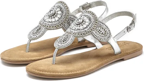 Zehentrenner LASCANA Damen, Glitzer-Sandale Gr. 39 - Elegante Sandalen von LASCANA mit femininer Glitzer-Optik und softer Lederinnensohle für höchsten Tragekomfort. Perfekt für sommerliche Outfits!