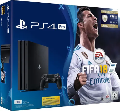 PlayStation 4 Pro 1 TB Bundle mit DualShock Controller - Konsolen mit 4K Blu-Ray Unterstützung, ideal für Gaming-Enthusiasten und Filmfans. Inklusive FIFA 18 und hochwertigem DualShock Controller für ein intensives Spielerlebnis.