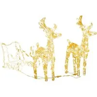Rentiere Schlitten Weihnachtsdekoration - 160 LEDs, 130 cm Acryl, festliche Atmosphäre für Ihr Zuhause