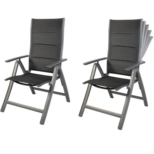 Alu Klappsessel Elba - 6-fach verstellbar und gepolstert - Stuhl für Innen- & Außenbereich, modern und bequem mit Armlehnen, ideal für entspannte Stunden im Garten oder auf der Terrasse.