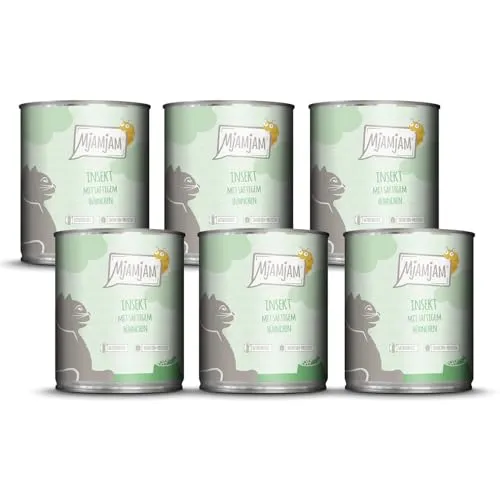 MjAMjAM - Premium Nassfutter für Katzen - Insekt mit saftigem Hühnchen, 6er Pack (6 x 800 g), getreidefrei mit Insektenprotein