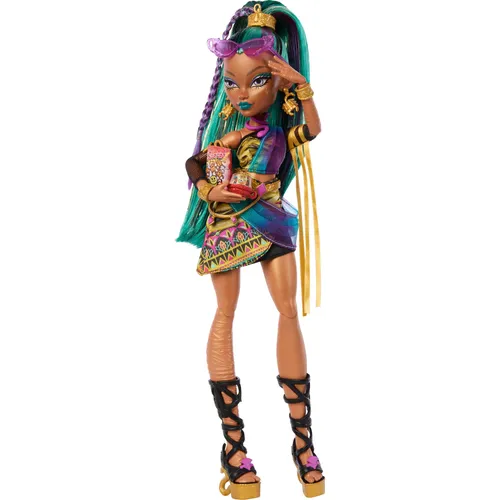 Monster High Nefera De Nile Puppe - Kleidung & Accessoires, faszinierende Königsmumie mit Haustier-Skarabäus und detailreichem Outfit für kreative Rollenspiele.