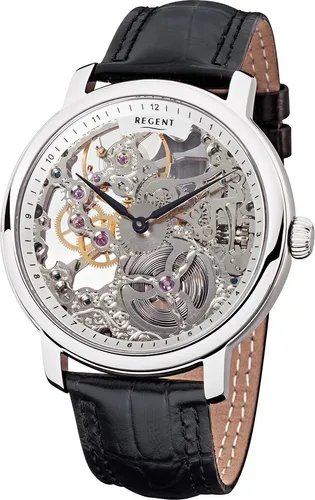 Regent Herren Uhr Lederarmband GM-1429 Analog Leder Armbanduhr schwarz URGM1429
