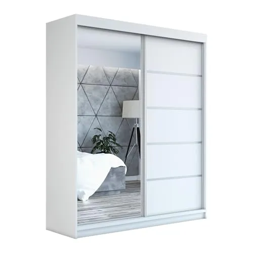 Schwebetürenschrank GAP, 2-türig mit Spiegel - Schwebetürenschrank 160 cm, modernes Design mit hochwertiger Laminatplatte und leichtgängigem Schiebetürsystem. Ideal für platzsparende und stilvolle Aufbewahrung.