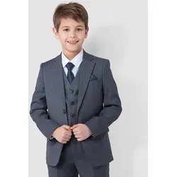 SANDER STELLAN Festlicher Kinderanzug für Jungen 6-teilig in Grau - Eleganter Slim Fit Anzug für besondere Anlässe: Kommunion, Hochzeit oder Feier. Set beinhaltet Sakko, Weste, Hemd, Hose, Krawatte und Einstecktuch.