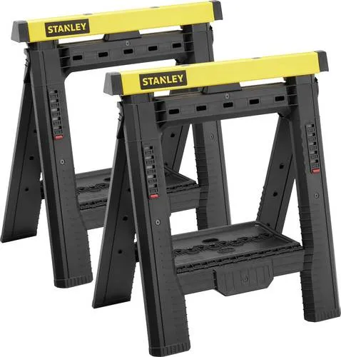 Stanley Arbeitsbock Vario - Höhenverstellbar und Klappbar - Gestelle mit innovativem Mechanismus zur Höhenverstellung, ideal für verschiedene Einsatzbereiche. Tragkraft von 450 kg und platzsparend zusammenklappbar.