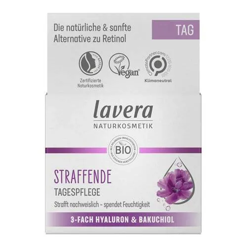 lavera Straffende Tagespflege 3-Fach Hyaluron & Bakuchiol 50 ml - Tagescreme für straffere Haut mit 3-fach Hyaluron und Bakuchiol. Spendet intensive Feuchtigkeit, mindert Falten und unterstützt das hauteigene Kollagensystem.
