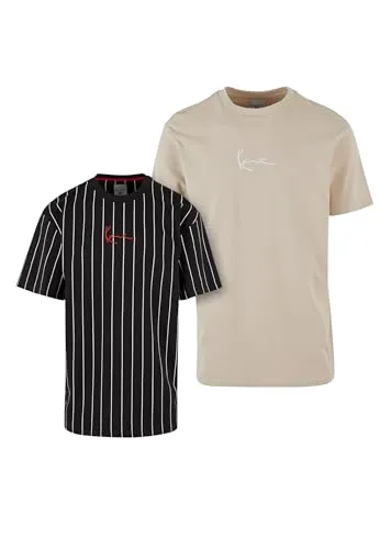 KARL KANI Herren T-Shirt - Oversize, Schwarz-Weiß - Herren-Shirts aus 100% Baumwolle, gestreift und casual, ideal für einen lässigen Look. Perfekt für jeden Anlass mit komfortabler Passform.