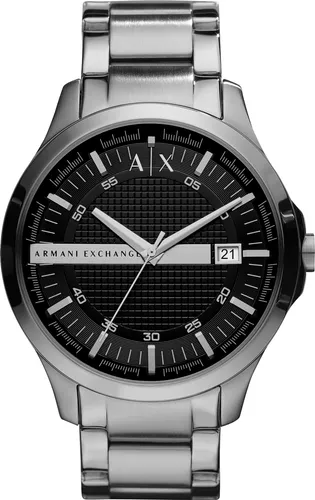 A|X Armani Exchange Hampton Herren Uhr - Silber/Schwarz - Elegante Armbanduhr für Herren mit 46mm Edelstahlgehäuse, kratzfestem Mineralglas und 5 ATM Wasserdichtigkeit. Ideale Kombination aus Stil und Funktionalität.