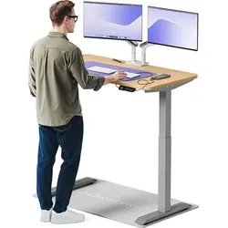 Desktronic HomeOne Elektrisch höhenverstellbarer Schreibtisch 120x60cm Grau/Eiche mit Memory-Funktion - Hochwertiger elektrisch höhenverstellbarer Schreibtisch mit kraftvollem Doppelmotor. Ideal für ergonomisches Arbeiten, leise und stabil, inklusive praktischen USB-Anschlüssen. Perfekt für dein Home Office!