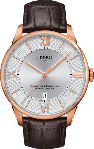 Tissot CHEMIN DES TOURELLES POWERMATIC 80 Herren Automatikuhr - Elegante Herrenarmbanduhr mit Automatikwerk, Saphirglas und hochwertigem Rindslederarmband. Perfekt für stilbewusste Männer.
