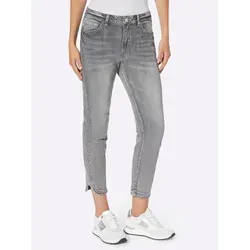 7/8-Jeans HEINE, Damen, Gr. 44, Normalgrößen, blau (light grau, denim), 98% Baumwolle, 2% Elasthan, unifarben, 7/8-Länge, Jeans