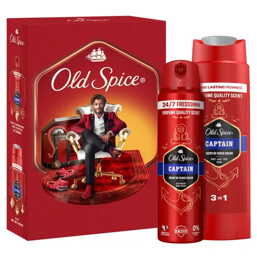 Old Spice Geschenkset Gentlemen Captain: Deo & Duschgel Set - SEIFE & DESINFEKTIONSMITTEL – Erlebe 24/7 Frische mit dem eleganten Geschenkset für den selbstbewussten Mann.