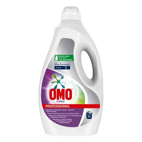 Diversey OMO Professional Colour 71 WL Flüssigwaschmittel - Universelles Flüssigwaschmittel für Buntwäsche, entfernt hartnäckige Flecken bei niedrigen Temperaturen und schützt Farben. Nachhaltige Verpackung aus recyceltem Kunststoff, 100% recycelbar.