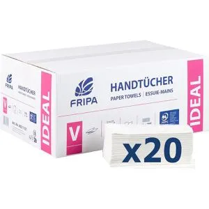 Fripa Papierhandtücher 5000 Blatt hochweiß ZZ-Falz - Hochwertige 1-lagige Papierhandtücher im ZZ-Falz, ideal für hygienische Anwendungen und vielseitig als Putztuch nutzbar. Perfekt für den öffentlichen Hygienebereich!