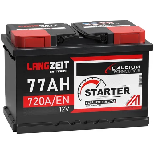 Autobatterie 12V 77Ah für PKW - Hochleistungs-Starterbatterie - Zuverlässige 77Ah Autobatterie für PKW mit hoher Kaltstartleistung. Ideal für den professionellen Einsatz und sorgt für eine optimale Energieversorgung aller Fahrzeugkomponenten.