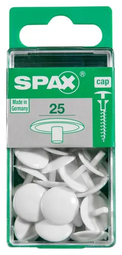 Spax Abdeckkappen weiß zum Stecken - 25 Stk., ideal für eine saubere und ansprechende Optik - Abdeckkappen für Schrauben, sorgen für eine ästhetische Abdeckung und schützen vor Schmutz.
