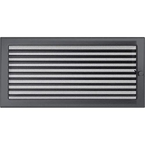 KRATKI Lüftungsgitter mit Jalousien (Lamellen) | 22 x 45 cm | Graphit | Abluftgitter für Kamin Belüftung | mechanisch -und überhitzungbeständig | Für Jede Art von Innenraum