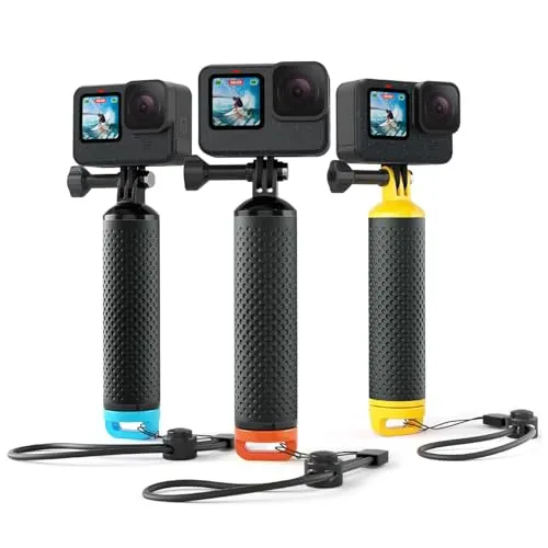 Sametop Schwimmender Handgriff Schwimmer Handler Floating Hand Grip Schwimmend Stick Zubehör Kompatibel mit GoPro Hero 13 12 11 10 9 8 7 6 5 4 Session Max DJI Osmo Action Kameras (Orange)