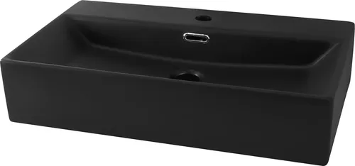 ML-Design Waschbecken Schwarz Matt 60x36,5 cm - Moderne Keramik Waschschale, vielseitig als Wandmontage oder Aufsatz verwendbar, robust und kratzfest für einfache Reinigung.