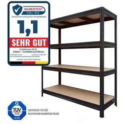 Floordirekt Schwerlastregal Weitspannregal Schwarz - Schwerlastregal mit bis zu 1500 kg Traglast, ideal für schwere Lasten in Hobbyräumen, Garagen oder Betrieben. Einfache Montage dank Stecksystem und robuste Bauweise.