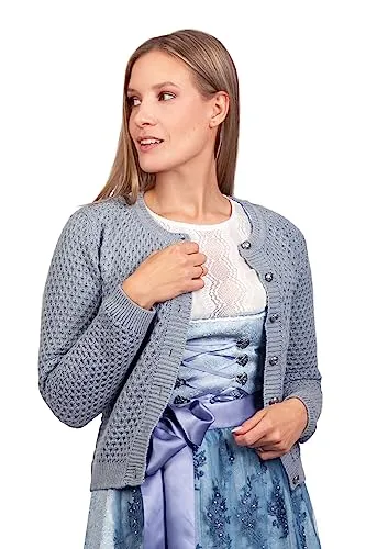 Edelnice Trachtenmode Damen Trachten Strickjacke Theresa aus Wolle in Rosa oder Anthrazit Gr. 34-48 (Strickjacke-Theresa-anthrazit, 42)