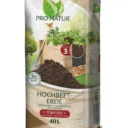 ProNatur BIO Hochbeet-Erde 40 Liter - TORFFREIE Hochbeet-Erde aus aktueller Produktion in Bayern, ideal für die optimale Befüllung von Hochbeeten, sorgt für eine gesunde Pflanzenentwicklung.