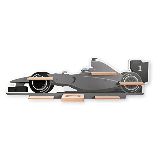 Regal „Rennauto“ geeignet für Toniebox und Tonies inkl. 40 Metallplättchen für Flexible Befestigung der Tonie Figuren (Rennauto)
