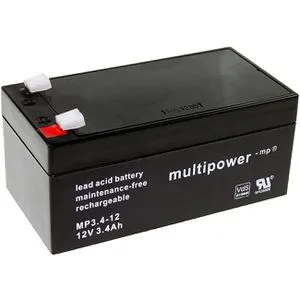 Multipower AGM-Batterie MP3,4-12, 12 V, 3,4 Ah, Faston 4,8 mm Anschluss, mit VdS-Zulassung
